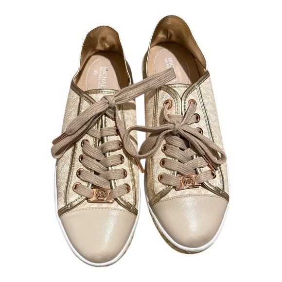Michael Kors Gold and Cream Casual Sneakers - Picture 1 of 5